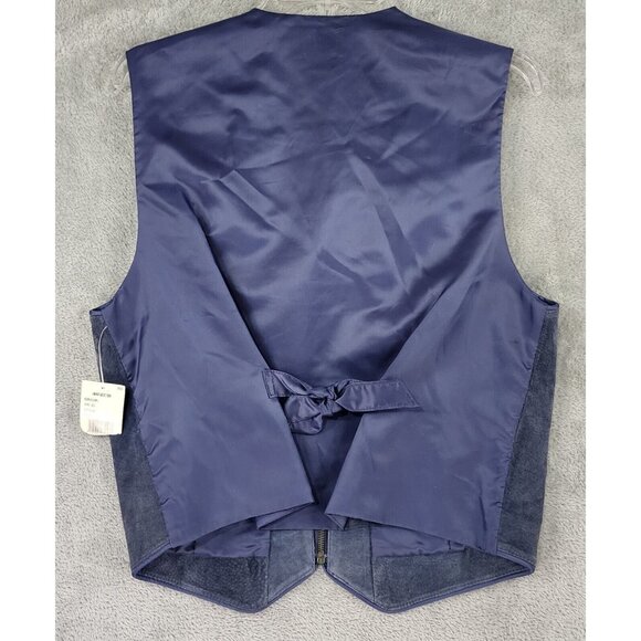 Passports Vest Skirt Set Womens Medium Blue Leather Full Zip Vintage Knee Length - Picture 2 of 16